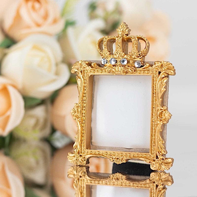 4 Resin Royal Crown Square Favors Picture Frame - Gold FAV_FRM_006_GOLD