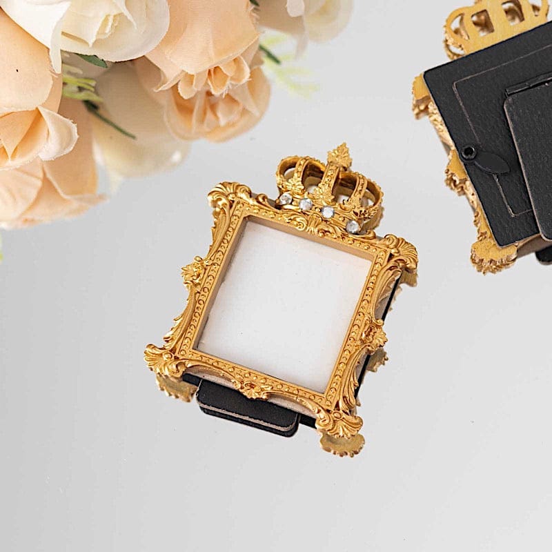 4 Resin Royal Crown Square Favors Picture Frame - Gold FAV_FRM_006_GOLD