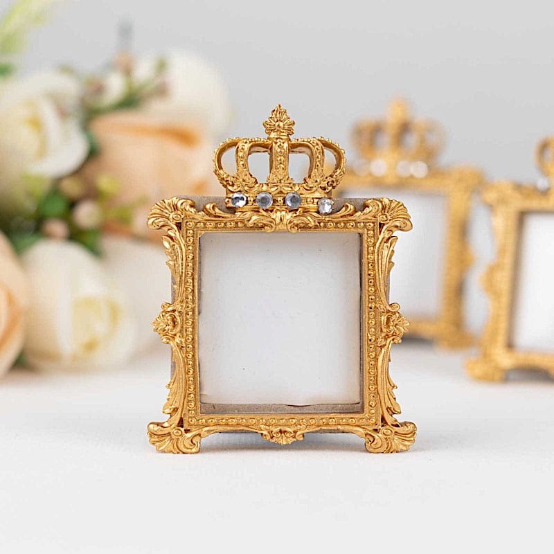 4 Resin Royal Crown Square Favors Picture Frame - Gold FAV_FRM_006_GOLD