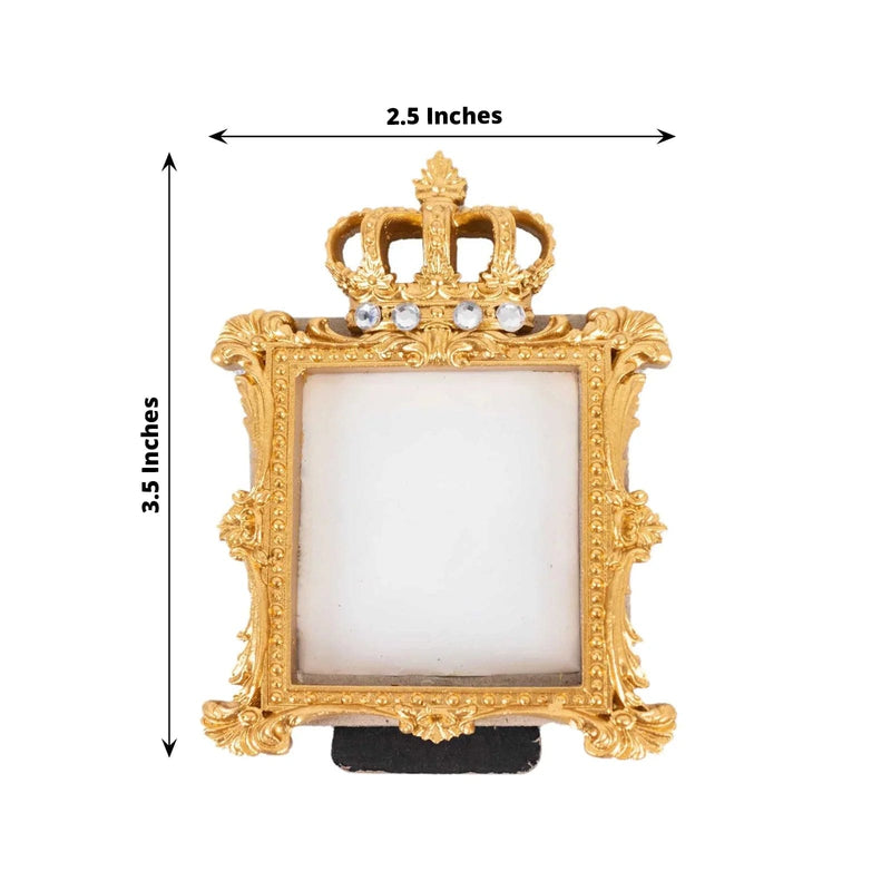 4 Resin Royal Crown Square Favors Picture Frame - Gold FAV_FRM_006_GOLD