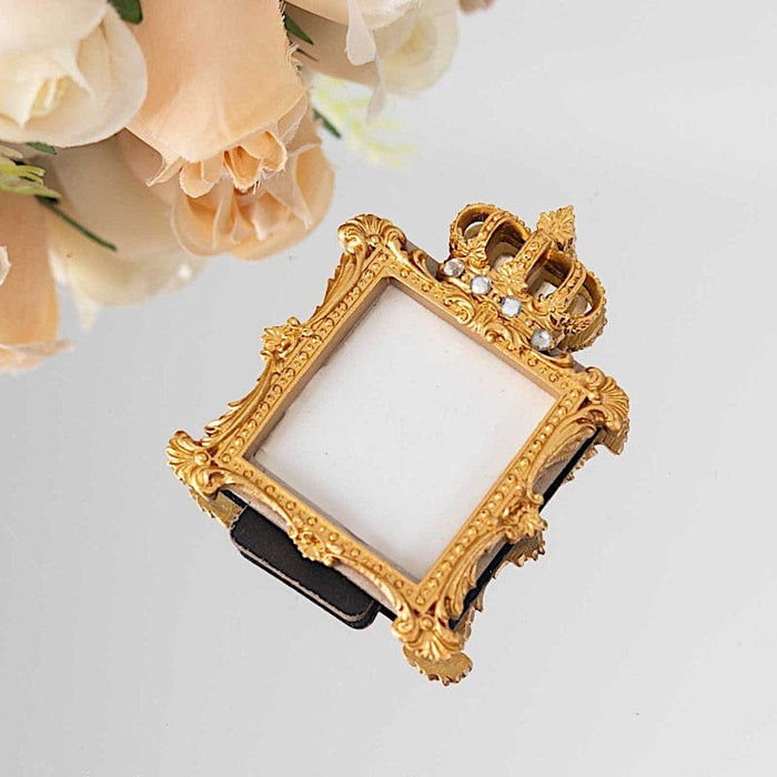 4 Resin Royal Crown Square Favors Picture Frame - Gold FAV_FRM_006_GOLD
