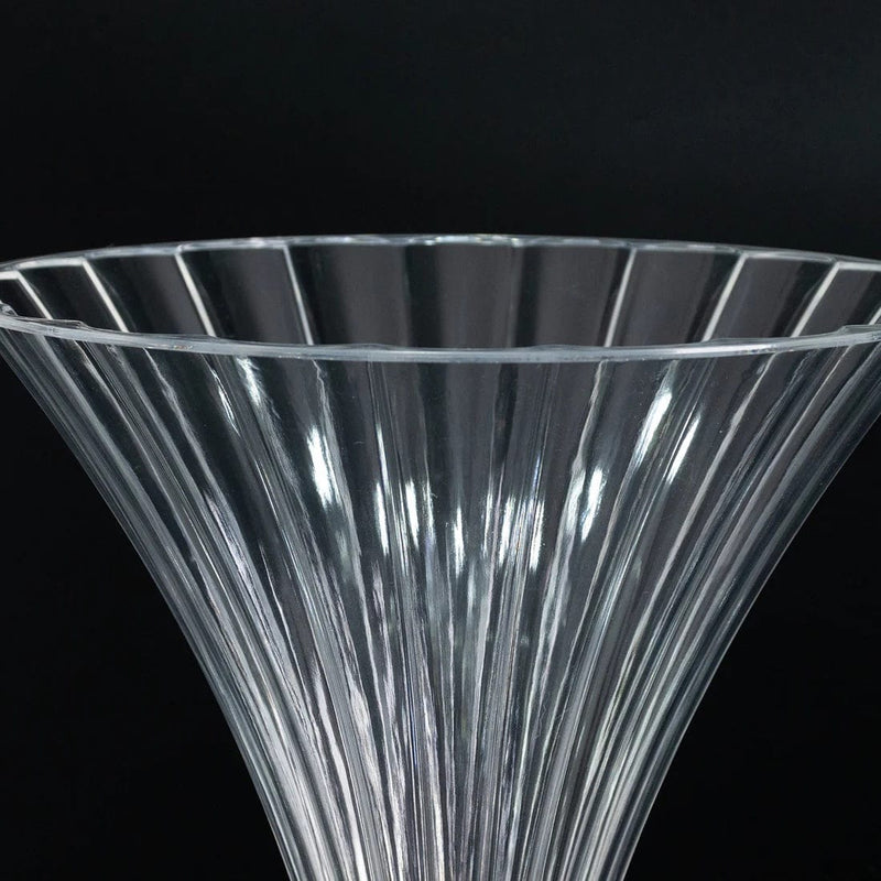 4 Ribbed Acrylic Reversible Trumpet Flower Vases with Crystal Ball - Clear
