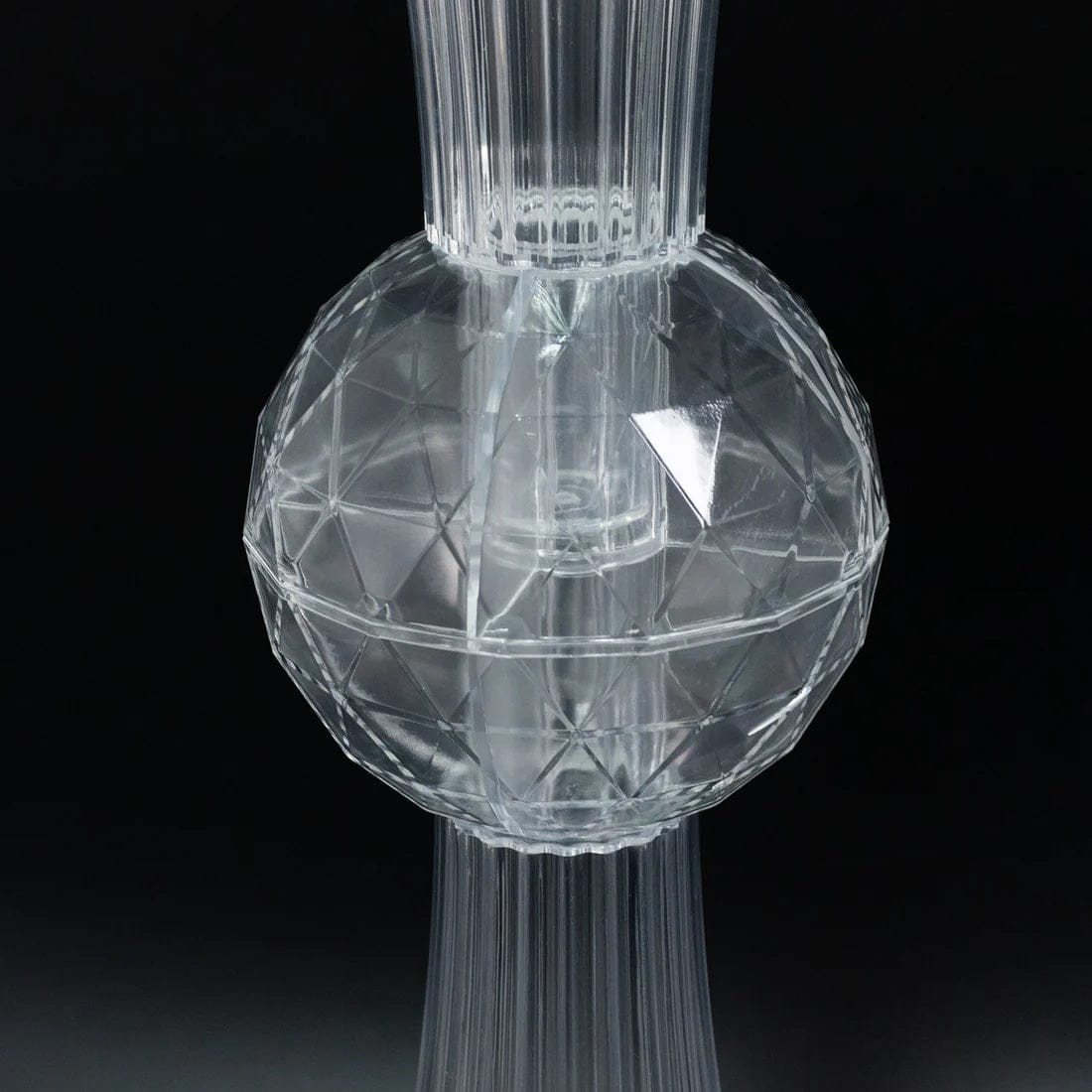 4 Ribbed Acrylic Reversible Trumpet Flower Vases with Crystal Ball - Clear