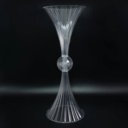 4 Ribbed Acrylic Reversible Trumpet Flower Vases with Crystal Ball - Clear