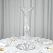 4 Ribbed Acrylic Reversible Trumpet Flower Vases with Crystal Ball - Clear