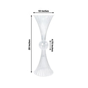 4 Ribbed Acrylic Reversible Trumpet Flower Vases with Crystal Ball - Clear
