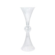 4 Ribbed Acrylic Reversible Trumpet Flower Vases with Crystal Ball - Clear PLST_VASE_B02_RIB_28_CLR