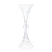 4 Ribbed Acrylic Reversible Trumpet Flower Vases with Crystal Ball - Clear PLST_VASE_B02_RIB_32_CLR