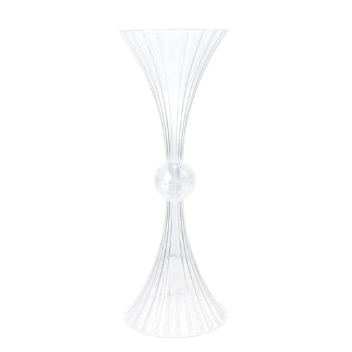4 Ribbed Acrylic Reversible Trumpet Flower Vases with Crystal Ball - Clear PLST_VASE_B02_RIB_32_CLR