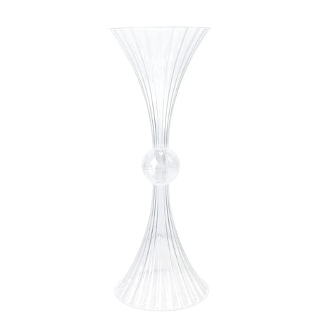 4 Ribbed Acrylic Reversible Trumpet Flower Vases with Crystal Ball - Clear PLST_VASE_B02_RIB_32_CLR