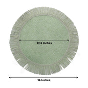 4 Round 16" Fringe Edge Table Placemats - Natural