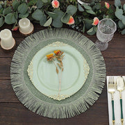 4 Round 16" Fringe Edge Table Placemats - Natural