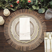 4 Round 16" Fringe Edge Table Placemats - Natural