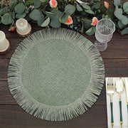 4 Round 16" Fringe Edge Table Placemats - Natural
