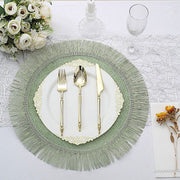 4 Round 16" Fringe Edge Table Placemats - Natural