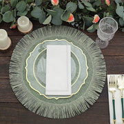 4 Round 16" Fringe Edge Table Placemats - Natural