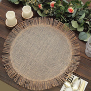 4 Round 16" Fringe Edge Table Placemats - Natural