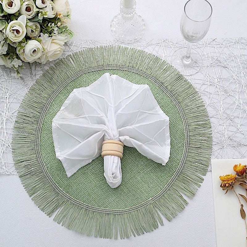 4 Round 16" Fringe Edge Table Placemats - Natural