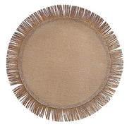 4 Round 16" Fringe Edge Table Placemats - Natural PLMAT_JUTE09_NAT