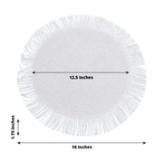 4 Round 16" Jute Burlap Table Placemats with Fringe Edge