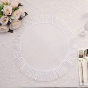 4 Round 16" Jute Burlap Table Placemats with Fringe Edge