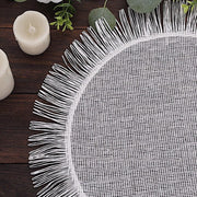 4 Round 16" Jute Burlap Table Placemats with Fringe Edge
