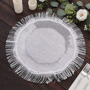 4 Round 16" Jute Burlap Table Placemats with Fringe Edge