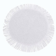 4 Round 16" Jute Burlap Table Placemats with Fringe Edge PLMAT_JUTE09_WHT