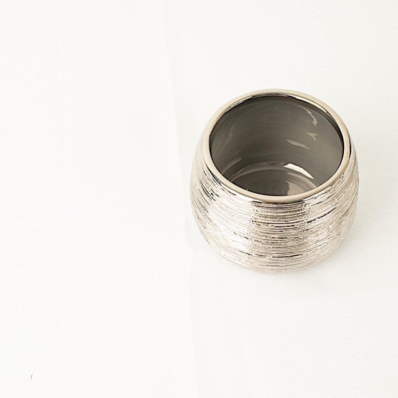 4 Round 3" Metallic Ceramic Flower Plant Pots Succulent Planters