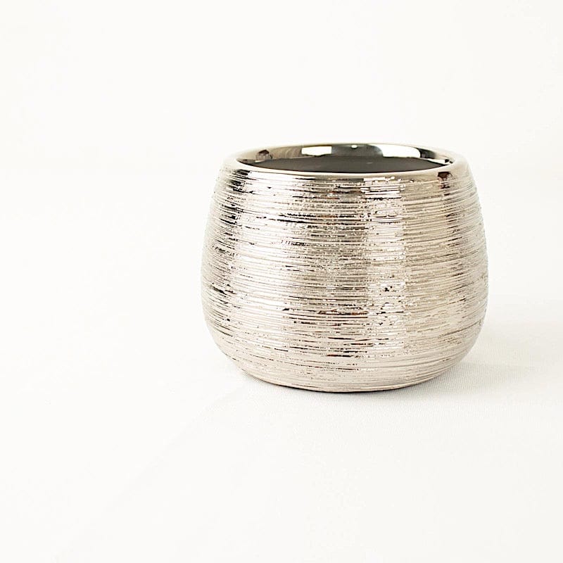 4 Round 3" Metallic Ceramic Flower Plant Pots Succulent Planters