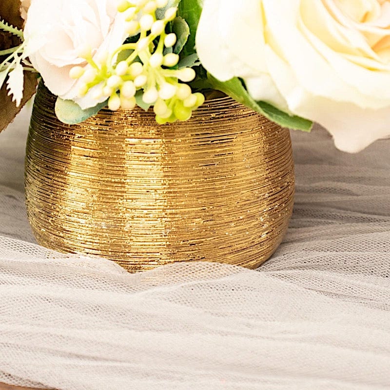 4 Round 3" Metallic Ceramic Flower Plant Pots Succulent Planters