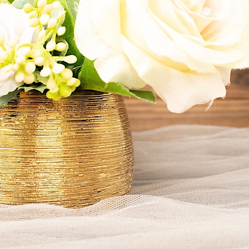 4 Round 3" Metallic Ceramic Flower Plant Pots Succulent Planters