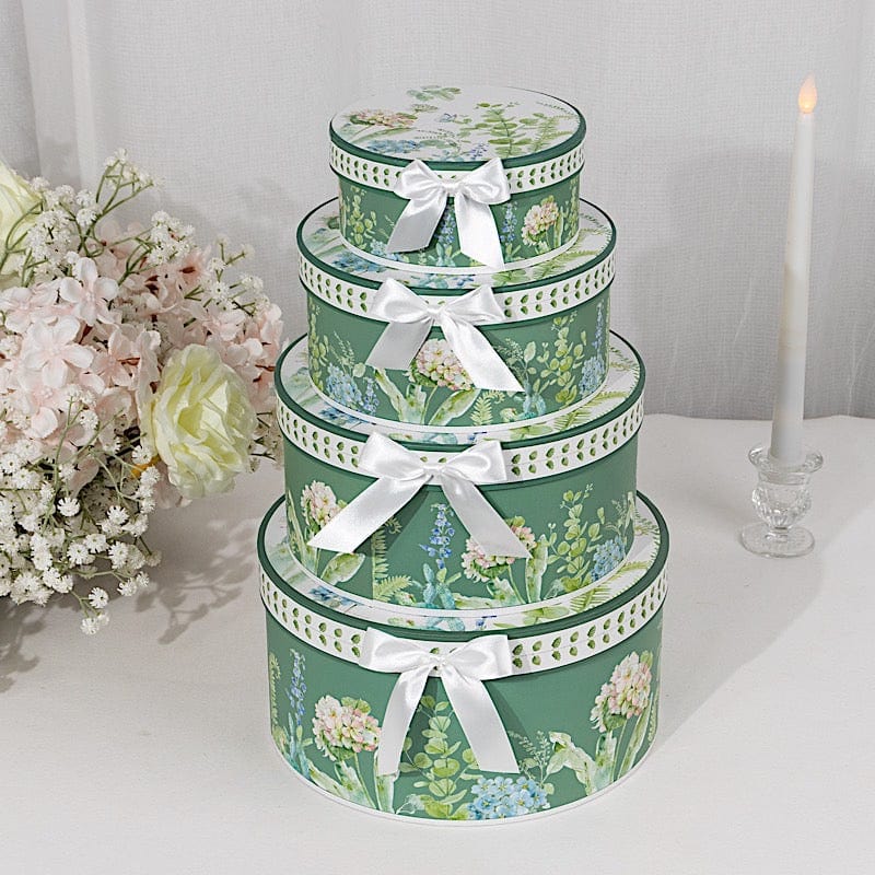 4 Round Nesting Gift Boxes with Lids