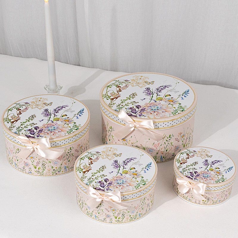 4 Round Nesting Gift Boxes with Lids