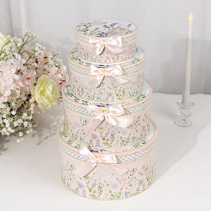 4 Round Nesting Gift Boxes with Lids