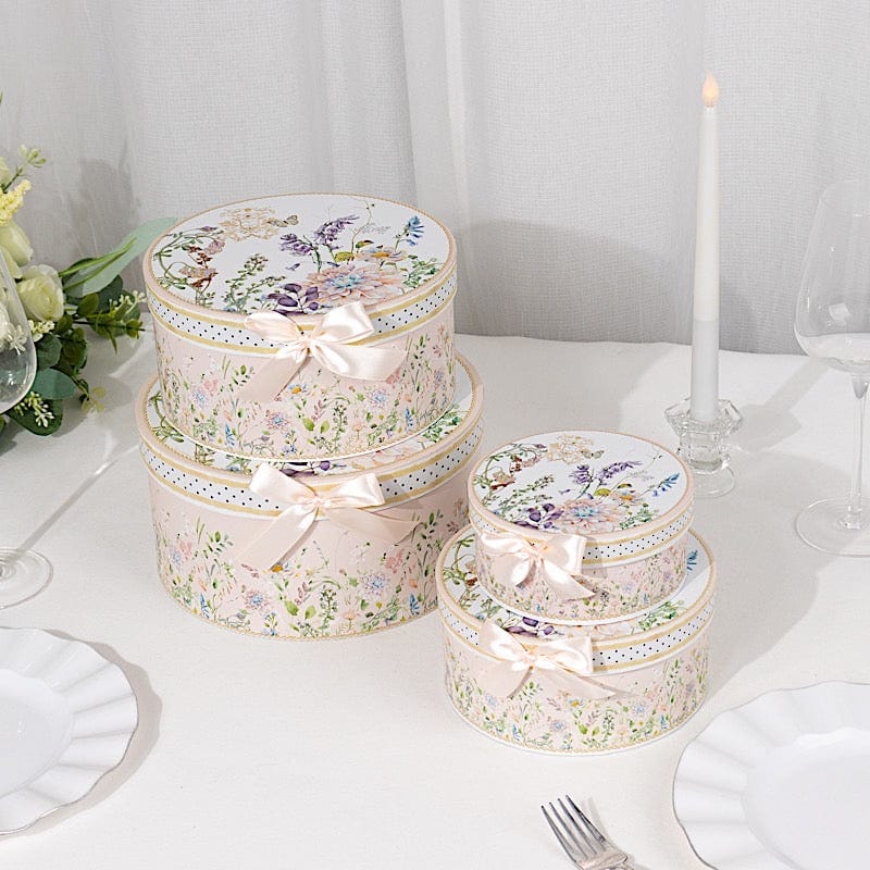 4 Round Nesting Gift Boxes with Lids