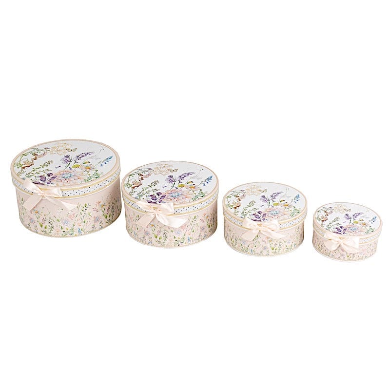 4 Round Nesting Gift Boxes with Lids