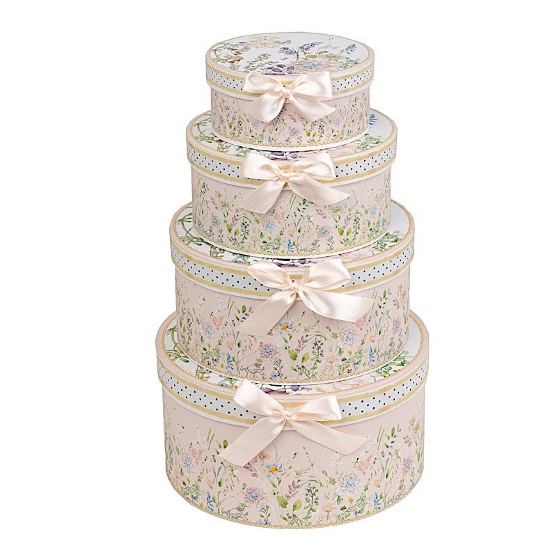 4 Round Nesting Gift Boxes with Lids BOX_TEA01_SET_046