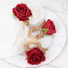 4 Round Wooden Napkin Rings with Jute and Silk Rose Flower