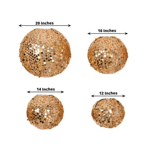 4 Shimmer Payette Sequin Hanging Lanterns - Gold LANT_003_1220_71_GOLD