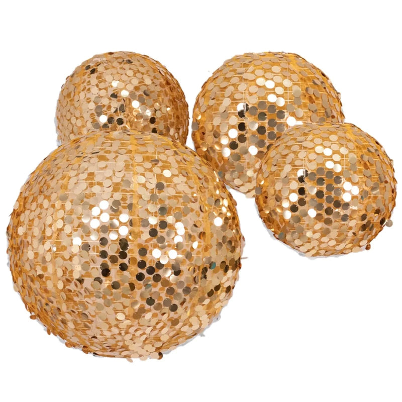 4 Shimmer Payette Sequin Hanging Lanterns - Gold LANT_003_1220_71_GOLD