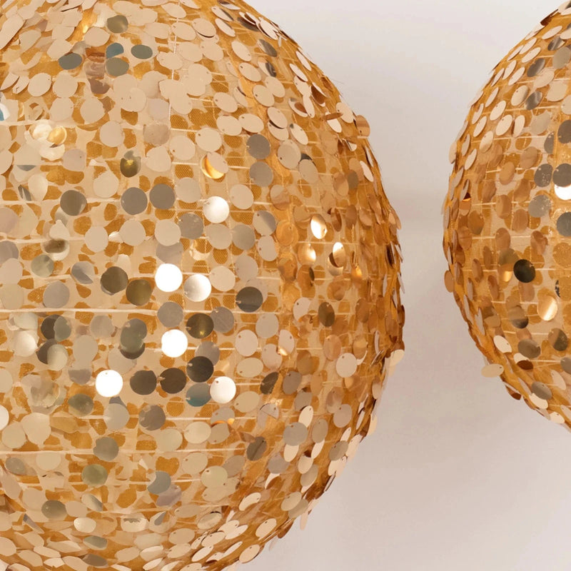 4 Shimmer Payette Sequin Hanging Lanterns - Gold LANT_003_1220_71_GOLD
