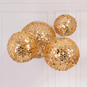 4 Shimmer Payette Sequin Hanging Lanterns - Gold LANT_003_1220_71_GOLD