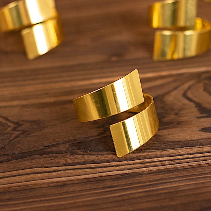 4 Shiny Metal Scroll Wrap Cuff Band Napkin Rings - Gold NAP_RING46_GOLD