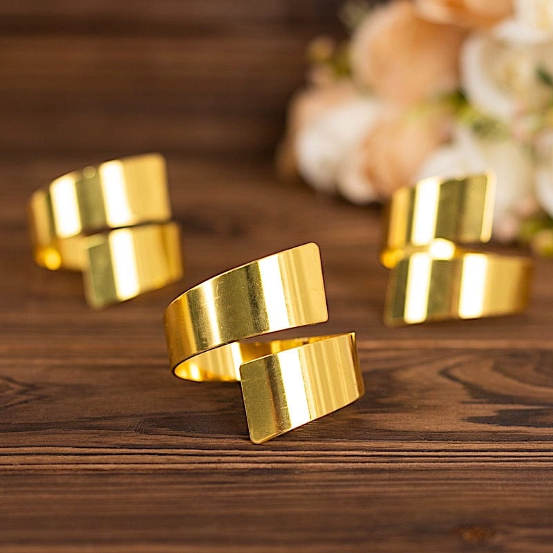 4 Shiny Metal Scroll Wrap Cuff Band Napkin Rings - Gold NAP_RING46_GOLD