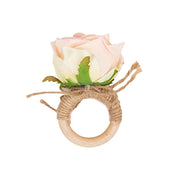 4 Silk Rose Flower Wooden Napkin Rings - Blush and Natural NAP_RING52_046