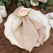 4 Silk Rose Flower Wooden Napkin Rings - Blush and Natural NAP_RING52_046