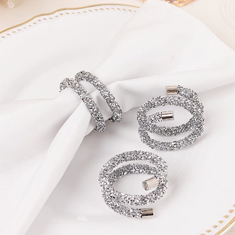 4 Sparkle Rhinestone Swirl Napkin Rings