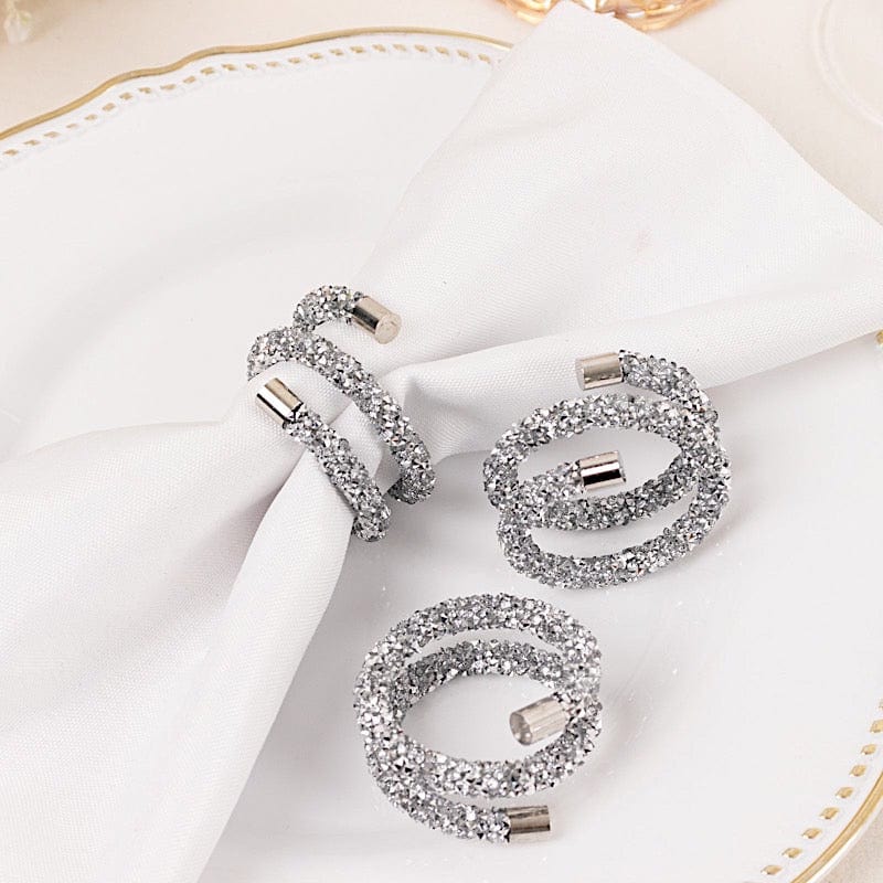 4 Sparkle Rhinestone Swirl Napkin Rings