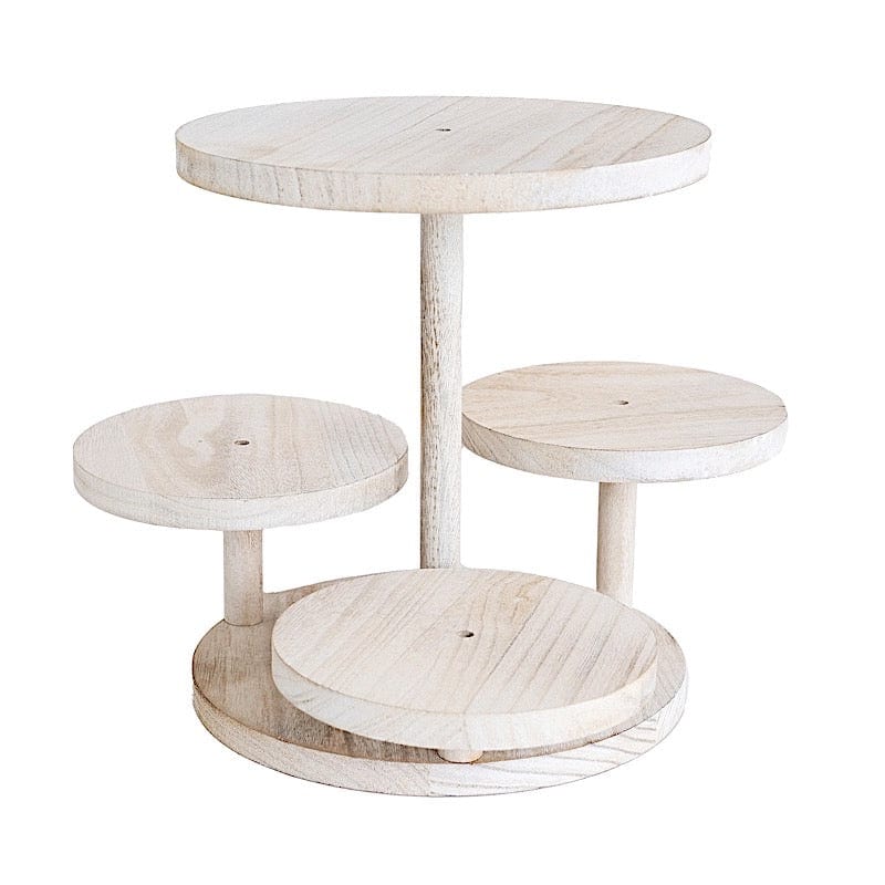 4-Tier 14" Wooden Cake Stand with Round Trays - White CAKE_WOD022_12_WHT